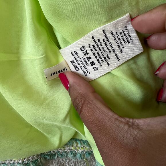 Lagence Green Gold Metallic Fringe Angelina Tweed Blazer Jacket Womens 6 - Picture 13 of 14